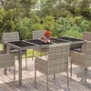 Image de vidaXL Table de jardin dessus en verre Gris 190x90x75cm Résine tressée319904