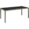 Image de Vidaxl Table De Jardin Dessus En Verre Gris 190x90x75cm RÃ©sine TressÃ©e