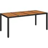 Image de vidaXL Vidaxl Table De Jardin Dessus En Bois Noir 190x90x75 Cm Résine Tressée