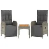 Image de Vidaxl Salon De Jardin 3 Pcs Avec Coussins Gris RÃ©sine TressÃ©e