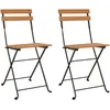 Image de vidaXL Vidaxl Chaises De Bistrot Pliantes 2 Pcs Bois De Teck Solide Et Acier