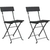 Image de vidaXL Vidaxl Chaises De Bistrot Pliantes 2 Pcs Noir Résine Tressée Et Acier