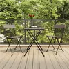 Image de vidaXL Chaises de bistrot pliantes lot de 2 Gris Résine tressée acier319988