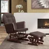Image de vidaXL Chaise berçante avec repose-pied Marron Tissu351664