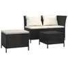 Image de Vidaxl Salon De Jardin 3 Pcs Avec Coussins Noir RÃ©sine TressÃ©e