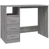 Image de vidaXL Bureau 102x50x76 Cm Bois Contreplaqué Gris Sonoma 3 Tiroirs Étagère Ouverte Fixation Murale