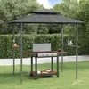 Image de vidaXL Gazebo BBQ et étagères latérales anthracite 240x150x243cm acier