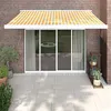 Image de vidaXL Auvent rétractable jaune et blanc 3x2,5 m tissu et aluminium