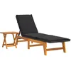 Image de vidaXL Vidaxl Chaise Longue Avec Table Résine Tressée Et Bois Massif D'acacia