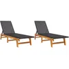 Image de vidaXL Vidaxl Chaises Longues 2 Pcs Noir/Marron Résine Tressée/Bois D'acacia