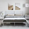 Image de vidaXL Cadre de lit métal sans matelas et tête de lit blanc 183x213 cm350936