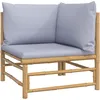Image de Vidaxl CanapÃ© D'angle De Jardin Avec Coussins Gris Clair Bambou