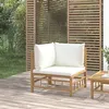 Image de vidaXL Canapé d'angle de jardin avec coussins blanc crème bambou362300