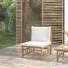 Image de vidaXL Canapé central de jardin avec coussins blanc crème bambou362301
