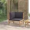 Image de vidaXL Canapé d'angle de jardin avec coussins gris foncé bambou