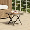 Image de vidaXL Table pliable gris 45x35x32 cm résine tressée362252