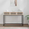 Image de vidaXL Table console blanc 105x30x75 cm bois d'ingénierie et fer352106