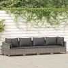 Image de vidaXL Salon de jardin 4 pcs avec coussins Gris Résine tressée362686