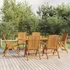 Image de vidaXL Ensemble à manger de jardin 7 pcs Bois de teck solide