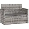 Image de Vidaxl Banc De Jardin Avec Coussins Gris 105 Cm RÃ©sine TressÃ©e