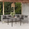Image de vidaXL Ensemble à manger de jardin et coussins 2 pcs gris rotin362339
