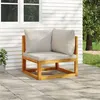 Image de vidaXL Canapé d'angle sectionnel avec coussins gris clair bois acacia