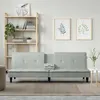 Image de vidaXL Canapé-lit avec porte-gobelets gris clair velours351920