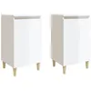 Image de vidaXL Vidaxl Tables De Chevet 2pcs Blanc Brillant 40x35x70cm Bois Ingénierie