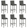 Image de vidaXL Tabourets de bar avec coussins lot de 6 gris résine tressée362579