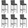 Image de vidaXL Vidaxl Tabourets De Bar Avec Coussins Lot De 6 Gris Résine Tressée