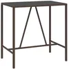Image de vidaXL Vidaxl Table De Bar Et Dessus En Verre Marron 110x70x110 Cm Poly Rotin