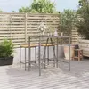 Image de vidaXL Table de bar et dessus en verre gris 110x70x110 cm poly rotin362589