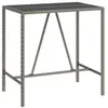 Image de Vidaxl Table De Bar Et Dessus En Verre Gris 110x70x110 Cm Poly Rotin