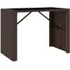 Image de Vidaxl Table De Bar Et Dessus En Verre Marron 145x80x110 Cm Poly Rotin