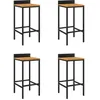 Image de vidaXL Vidaxl Tabourets De Bar 4 Pcs Noir Résine Tressée Et Bois D'acacia