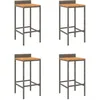 Image de vidaXL Vidaxl Tabourets De Bar 4 Pcs Gris Résine Tressée Et Bois D'acacia