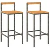 Image de vidaXL Vidaxl Tabourets De Bar 2 Pcs Gris Résine Tressée Et Bois D'acacia