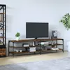 Image de vidaXL Meuble TV chêne fumé 200x30x50 cm bois d'ingénierie et métal