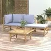 Image de vidaXL Salon De Jardin 4 Pcs Avec Coussins Gris Clair Bambou