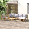 Image de Salon De Jardin 7 Pcs Avec Coussins Gris Clair Bambou