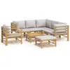 Image de vidaXL Salon de jardin 8 pcs avec coussins gris clair bambou3155094