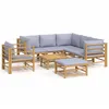 Image de Salon De Jardin 8 Pcs Avec Coussins Gris Clair Bambou