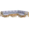 Image de Salon De Jardin 11 Pcs Avec Coussins Gris Clair Bambou