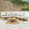 Image de vidaXL Salon de jardin 6 pcs avec coussins gris clair bambou3155103
