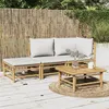 Image de vidaXL Salon de jardin 3 pcs avec coussins gris clair bambou3155108