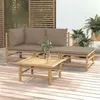 Image de vidaXL Salon de jardin 4 pcs avec coussins taupe bambou3155112