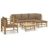 Image de vidaXL Salon De Jardin 6 Pcs Avec Coussins Taupe Bambou