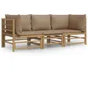 Image de Salon De Jardin 3 Pcs Avec Coussins Taupe Bambou