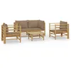 Image de vidaXL Salon De Jardin 5 Pcs Avec Coussins Taupe Bambou