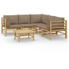 Image de Salon De Jardin 6 Pcs Avec Coussins Taupe Bambou